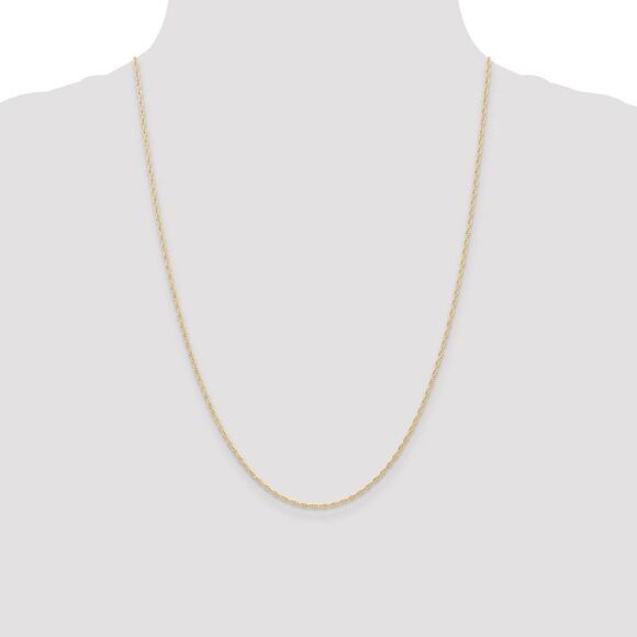 1.15mm 10k Yellow Gold Solid Cable Rope Chain Necklace, 24 Inch - Picture 2 of 8